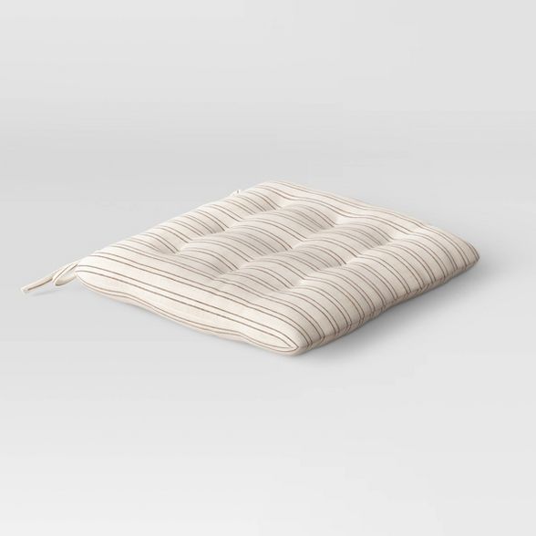 Cotton Striped Chair Pad Black/Natural - Threshold&#8482; | Target