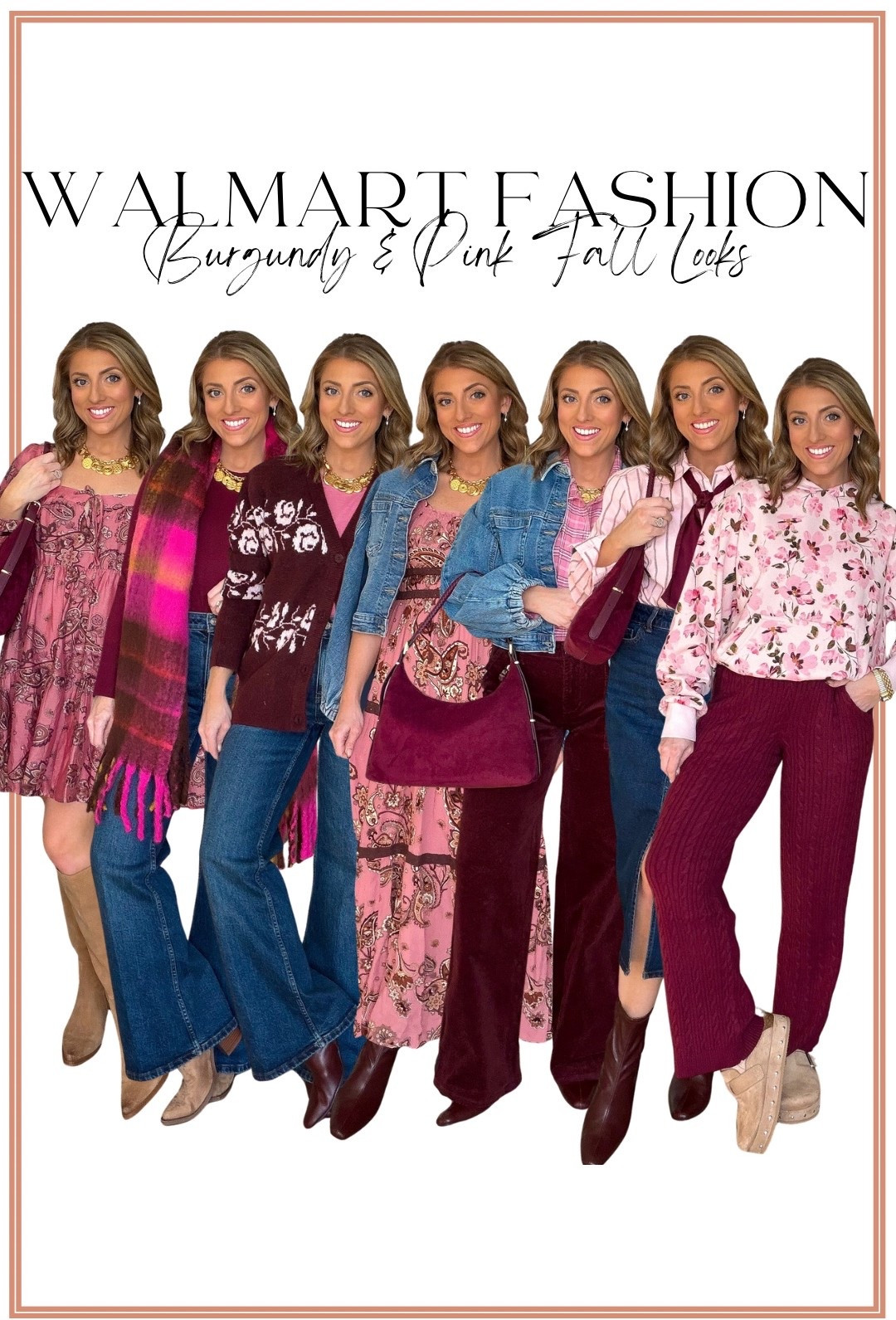 Burgundy + pink might just be my favorite color combo right now! 💕🍷 These Walmart fashion finds make the prettiest fall outfits with rich burgundy tones, soft pinks, feminine florals, cozy sweaters, denim and so many fun layers. 😍

From casual Walmart outfits with jeans and sneakers to pretty fall dresses, cardigans, skirts and statement sweaters, there are SO many cute ways to wear these colors this season! I love how everything mixes and matches to create outfits that feel colorful, feminine and perfect for fall. 💗✨

So many of these Walmart fall fashion finds look way more expensive than they are, too! 🙌🏻

#WalmartFashion #WalmartFinds #WalmartStyle #WalmartOutfits #WalmartFallFashion #FallFashion #FallOutfitIdeas #AffordableFashion #AffordableStyle #BurgundyOutfit #PinkOutfit #FallStyle #WomensFashion #WomensOutfits #FallWardrobe

#LTKootd #LTKPetite