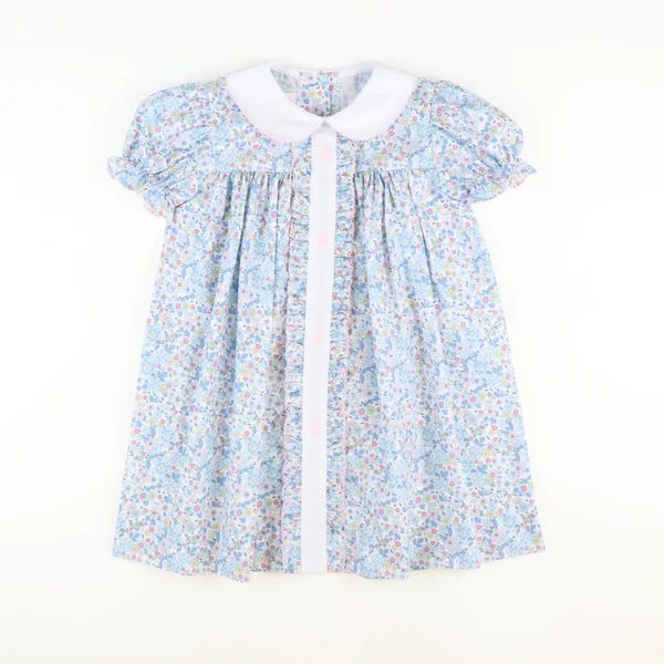 Embroidered Silhouette Bunnies Dress - Garden Party Floral | Southern Smocked Co.