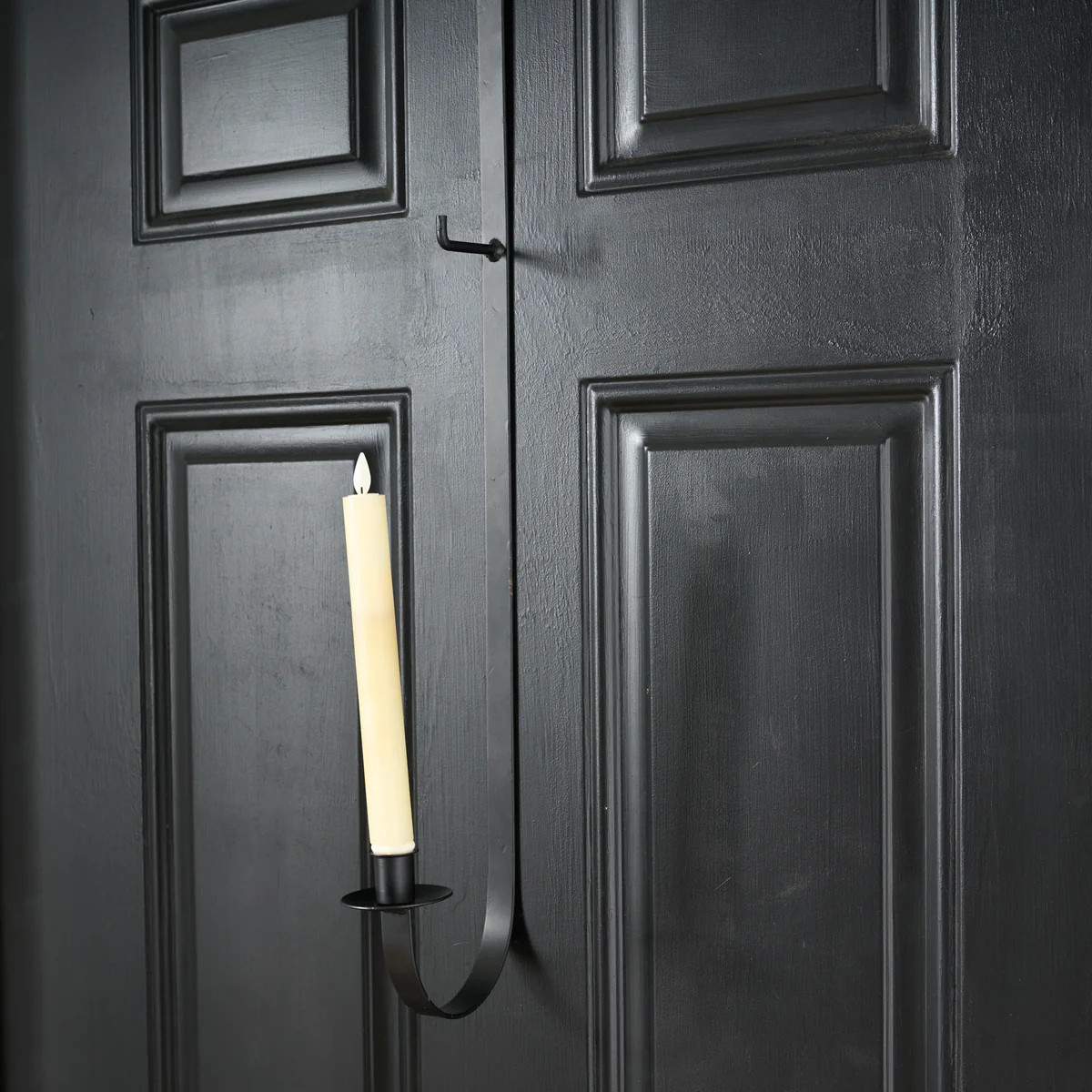 Black Metal Wreath & Taper Candle Holder Over the Door Hanger - 32" | Darby Creek Trading