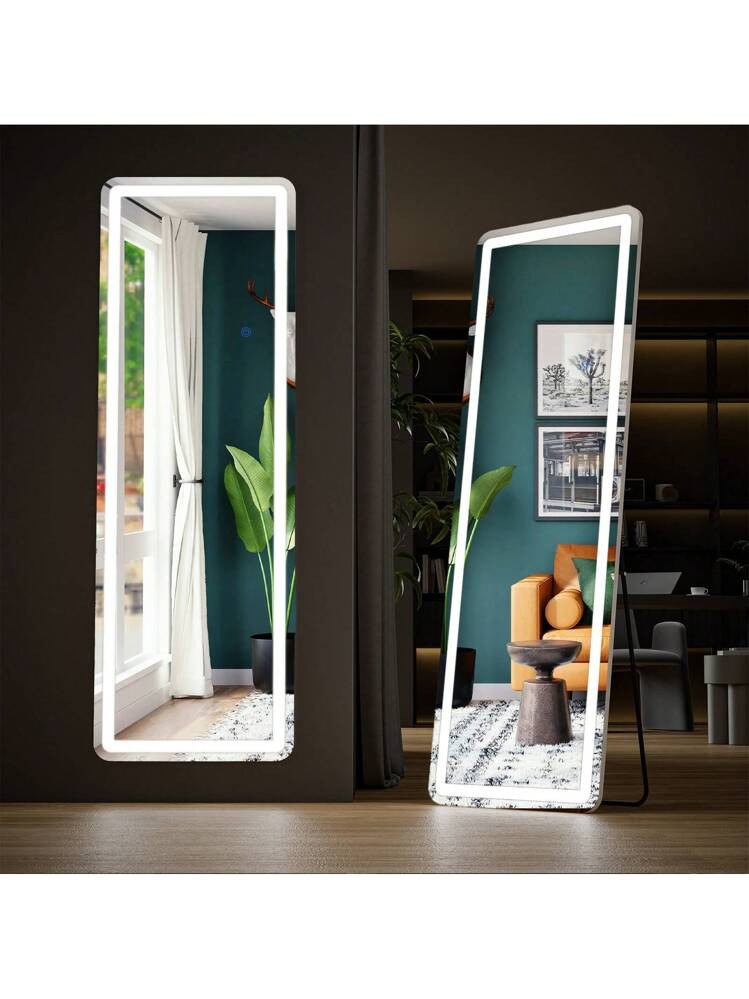64"X 21" Full Length Mirror With LED Lights Full Body Floor W/Dimming 3 Color Lighting Mirrors Li... | SHEIN
