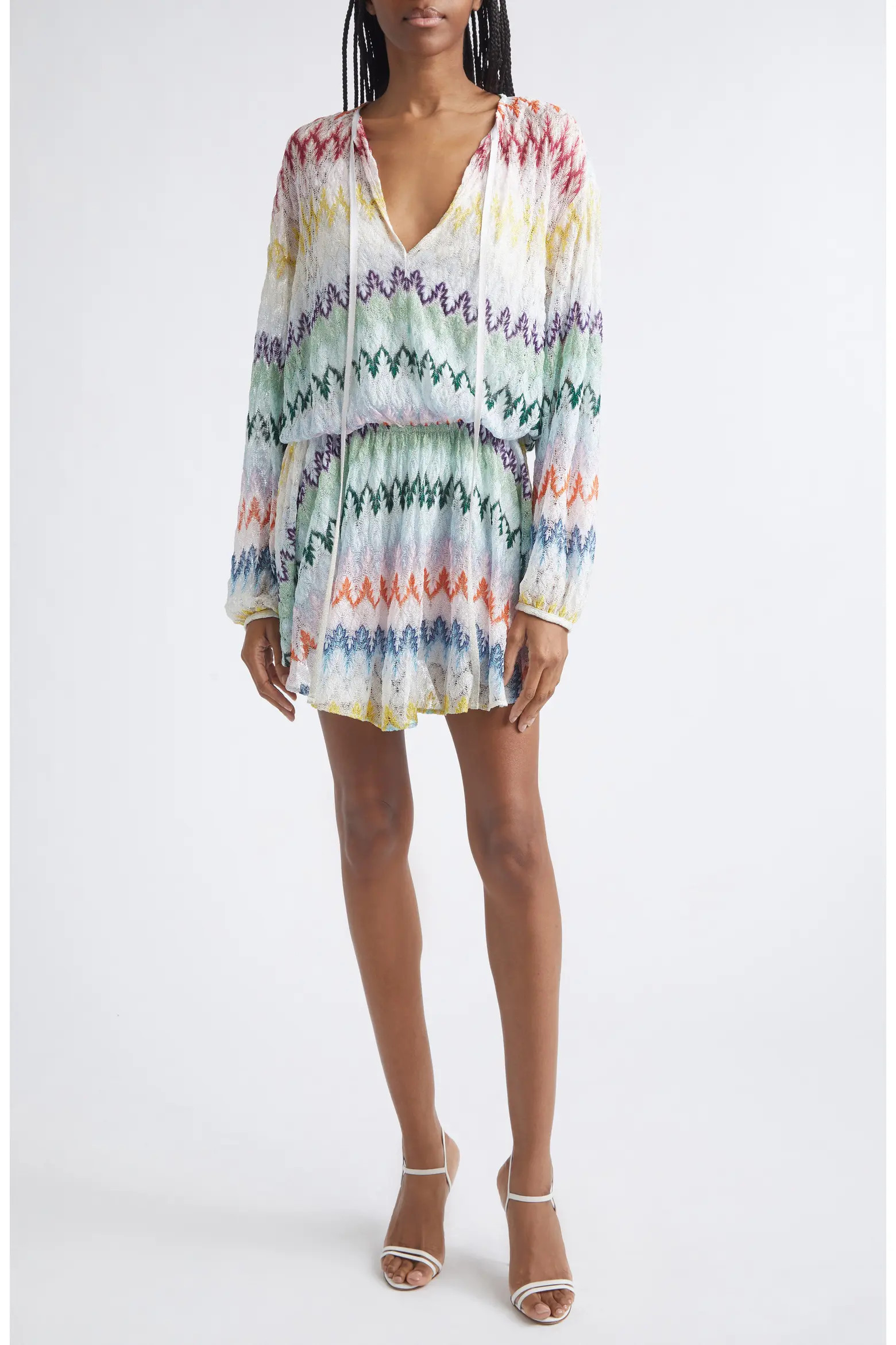 Missoni Metallic Long Sleeve Zigzag Lace Minidress (Women) | Nordstrom | Nordstrom