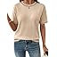 SHEWIN Womens Tops Trendy Short Sleeve Shirts Crewneck Lightweight Knit Sweater Top Business Casu... | Amazon (US)