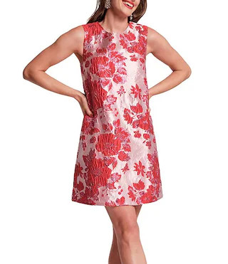 FRANCES VALENTINE Lilly Metallic Floral Jacquard Round Neck Sleeveless Shift Dress | Dillard's | Dillard's