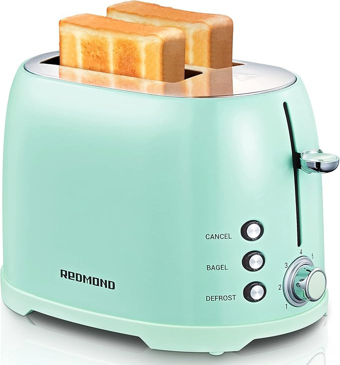 REDMOND Toaster 2 Slice, Retro Aqua Green Stainless Steel Compact Bagel Toaster with 1.5” Extra... | Amazon (US)