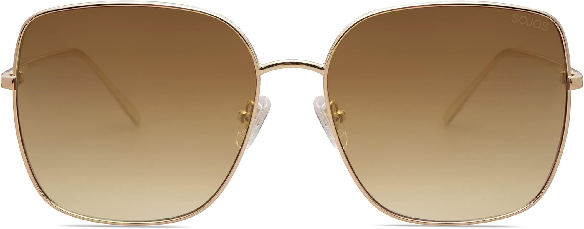 SOJOS Trendy Oversized Square Metal Frame Sunglasses for Women Men Flat Mirrored Lens UV Protection  | Amazon (US)