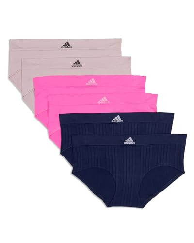 adidas Women's Seamless Brief Underwear Multipack, Night Indigo Ribbed/Lucid Pink/Wonder Taupe, X-Large | Amazon (US)