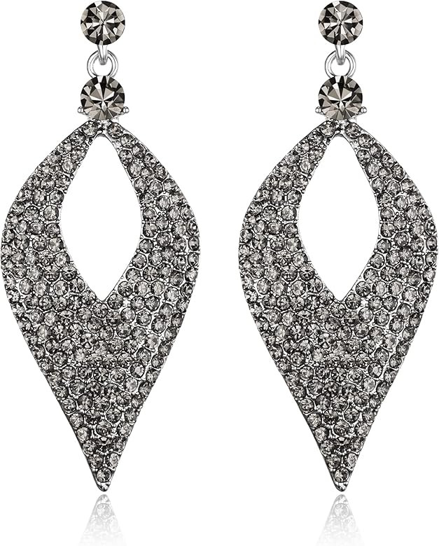 BriLove Women's Bohemian Boho Crystal Hollow Leaf Chandelier Dangle Earrings | Amazon (US)