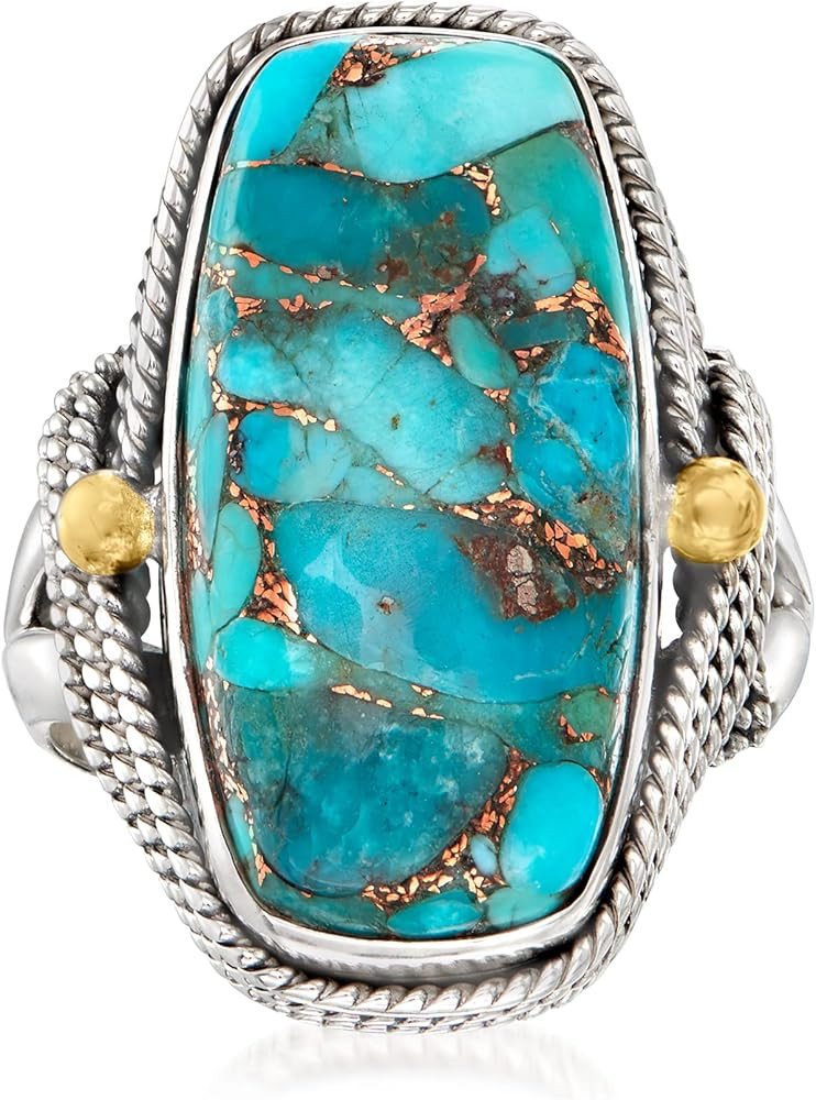 Ross-Simons Turquoise Ring in Sterling Silver With 18kt Gold Over Sterling | Amazon (US)