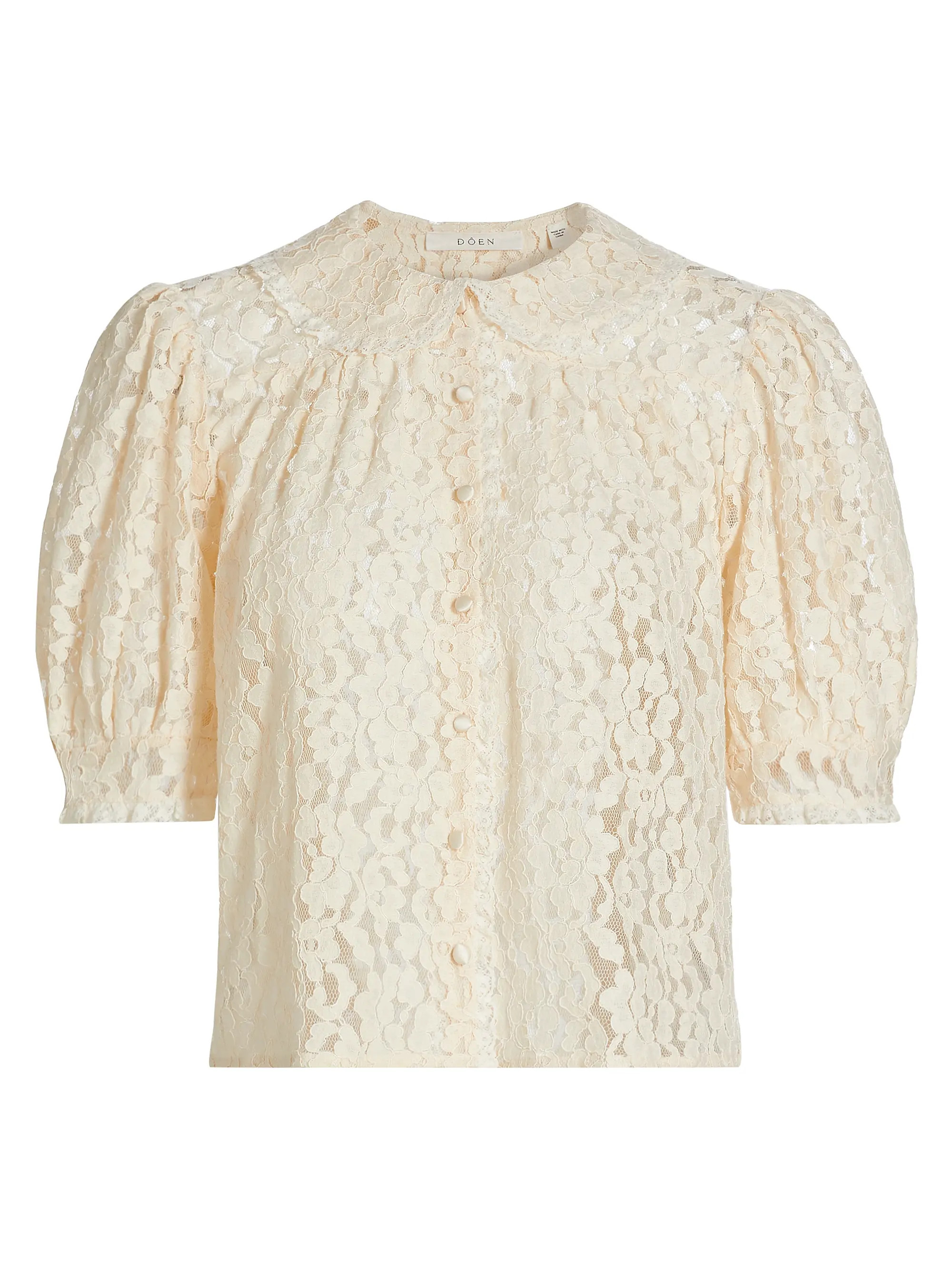 Lenore Lace Short-Sleeve Blouse | Saks Fifth Avenue