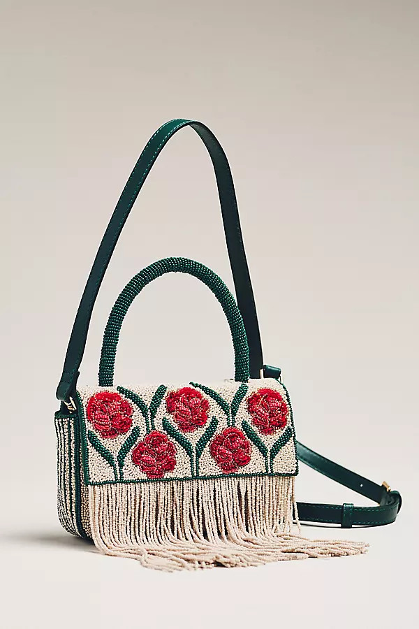 Beaded Fringe Floral Top-Handle Bag | Anthropologie (US)