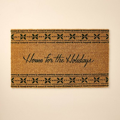 18"x30" Home for the Holidays Fair Isle Coir Doormat Tan/Green - Hearth & Hand™ with Magnolia | Target