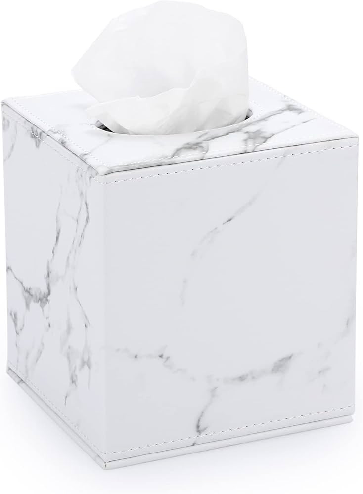 Sumnacon Square Leather Tissue Box Cover - Stylish Cube Tissue Box Holder with Magnetic Bottom, D... | Amazon (US)