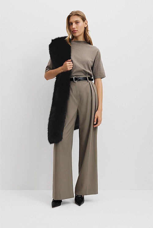 Organically Grown Cotton Cashmere Blend Knit T-Shirt | Country Road