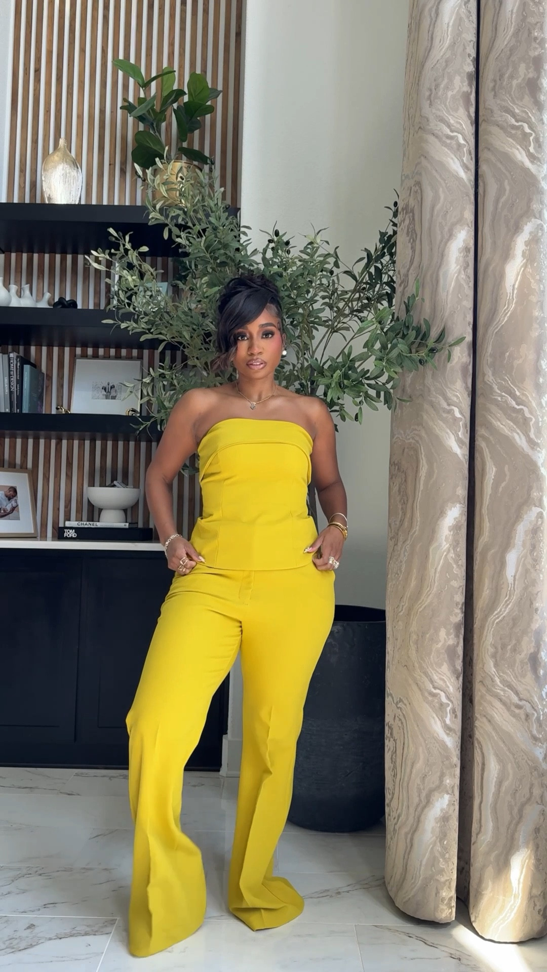 chartreuse spring outfits 2026! Pants and strapless top. Perfect for any occasion!

#LTKMidsize #LTKspring #LTKootd