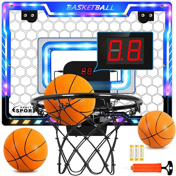 AOKESI Mini Basketball Hoop Indoor with Scorer and Batteries|Inside Basketball Hoop Over The Door... | Amazon (US)