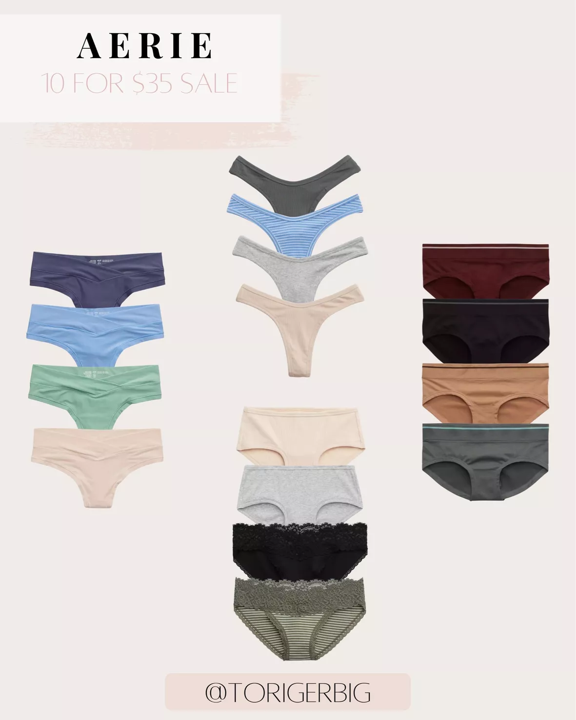 Aerie Cotton Thong Underwear 10-Pack