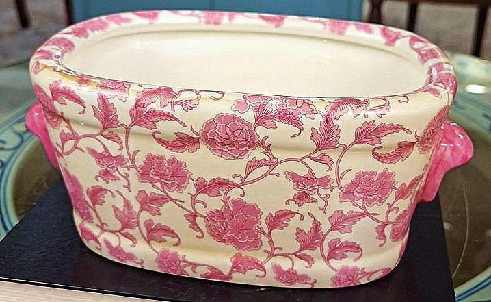 Chinoiserie Porcelain Footbath. Hand Painted Primrose Pink Pattern (9.5\u201dL) | eBay | eBay US
