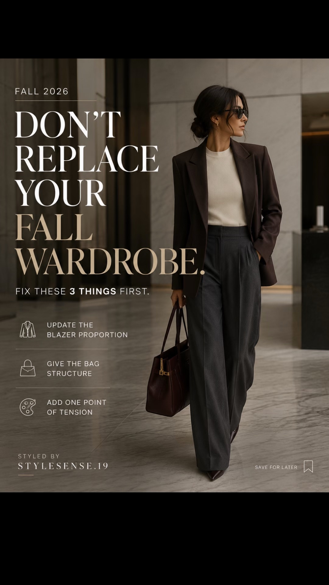 Your fall wardrobe probably isn’t outdated. You may just be spending money in the wrong places.

Before buying another work outfit for Fall 2026, I’d check three things first:

1. The blazer proportion — shape, shoulder, and length matter more than owning five similar blazers.
2. The bag structure — the right bag can make pieces you already own look far more intentional.
3. One point of tension — richer color, texture, or finish keeps neutrals from falling flat.

And if I had $500 to update my fall work wardrobe?

I wouldn’t spread it across random trend buys.

I’d start with the pieces that change everything around them:

→ a structured blazer
→ a polished work bag
→ a fine-gauge knit

Buy less. Choose better. Make every purchase do more work.

I linked the Fall Workwear Edit in my LTK storefront link in bio.

Save this before you start fall shopping.

Which part of your wardrobe needs the upgrade first: BLAZER, BAG, or KNIT?

Affiliate links may be included; I may earn a commission from qualifying purchases.