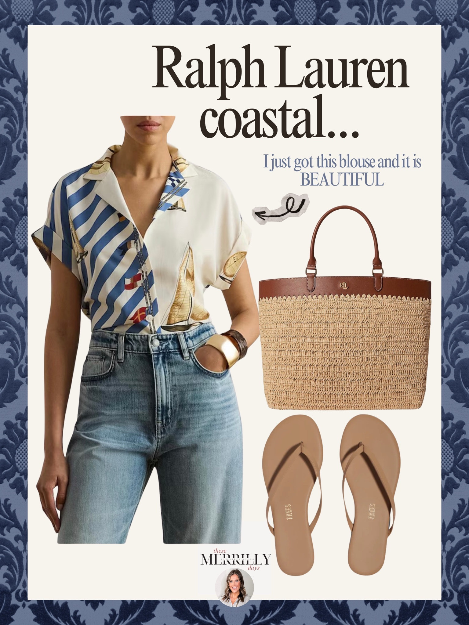 Love a good coastal inspired outfit and Ralph Lauren is always my go-to for anything nautical! Thesemerrillydays women's coastal inspired outfit Ralph Lauren outfit women's summer fashion finds women's waves tote bag 

#LTKmomlife #LTKdayinmylife #LTKootd