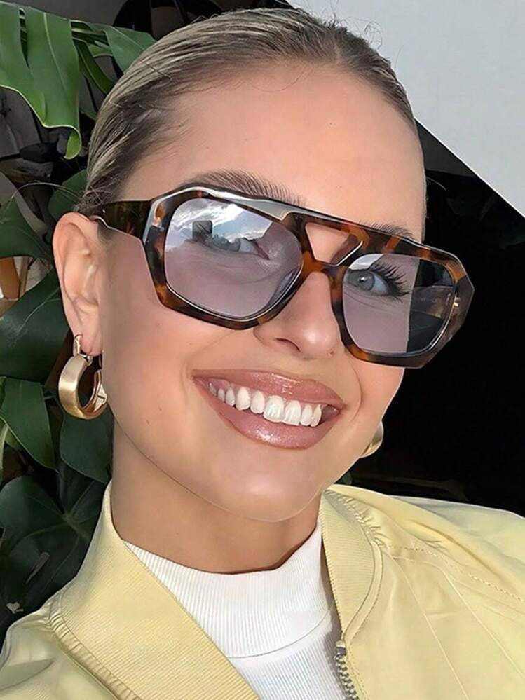 New Style Fashion Square Retro Ocean Lens Stylish Glasses For Women, Suitable For Daily Wear 1pc ... | SHEIN