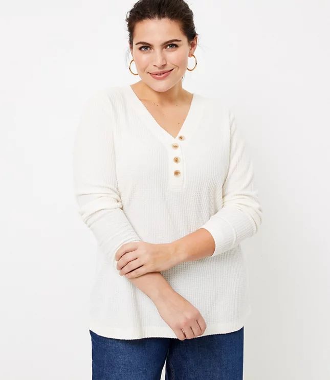 LOFT Plus Waffle Henley Tee | LOFT