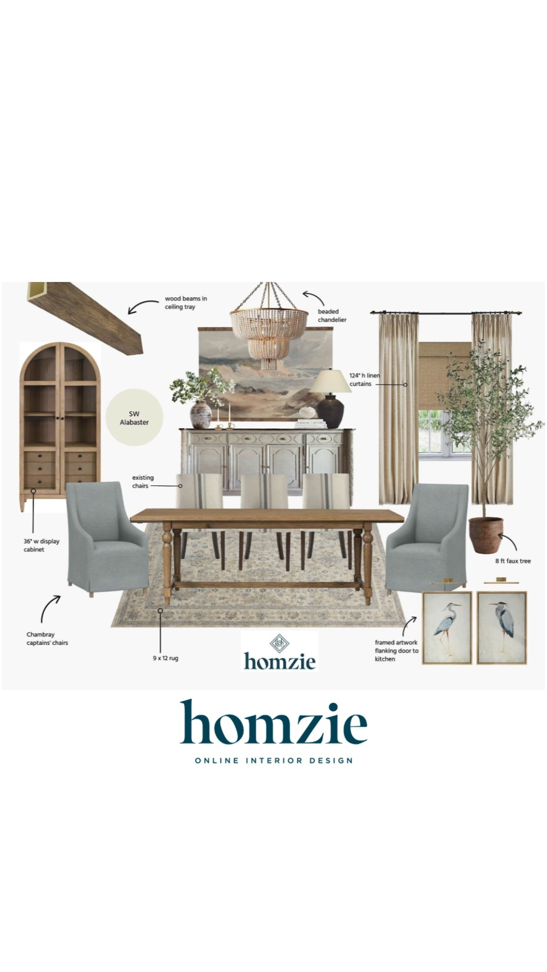 Neutral dining room design featuring wood dining table, upholstered dining chair, arched cabinet, wall art, lamp, decor, etc.

#LTKHome #LTKFinds #LTKFavorites #HomeStyleDaily  

 #LTKHome