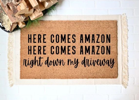 Here Comes Amazon Doormat Christmas Doormat Funny Doormat | Etsy | Etsy (US)