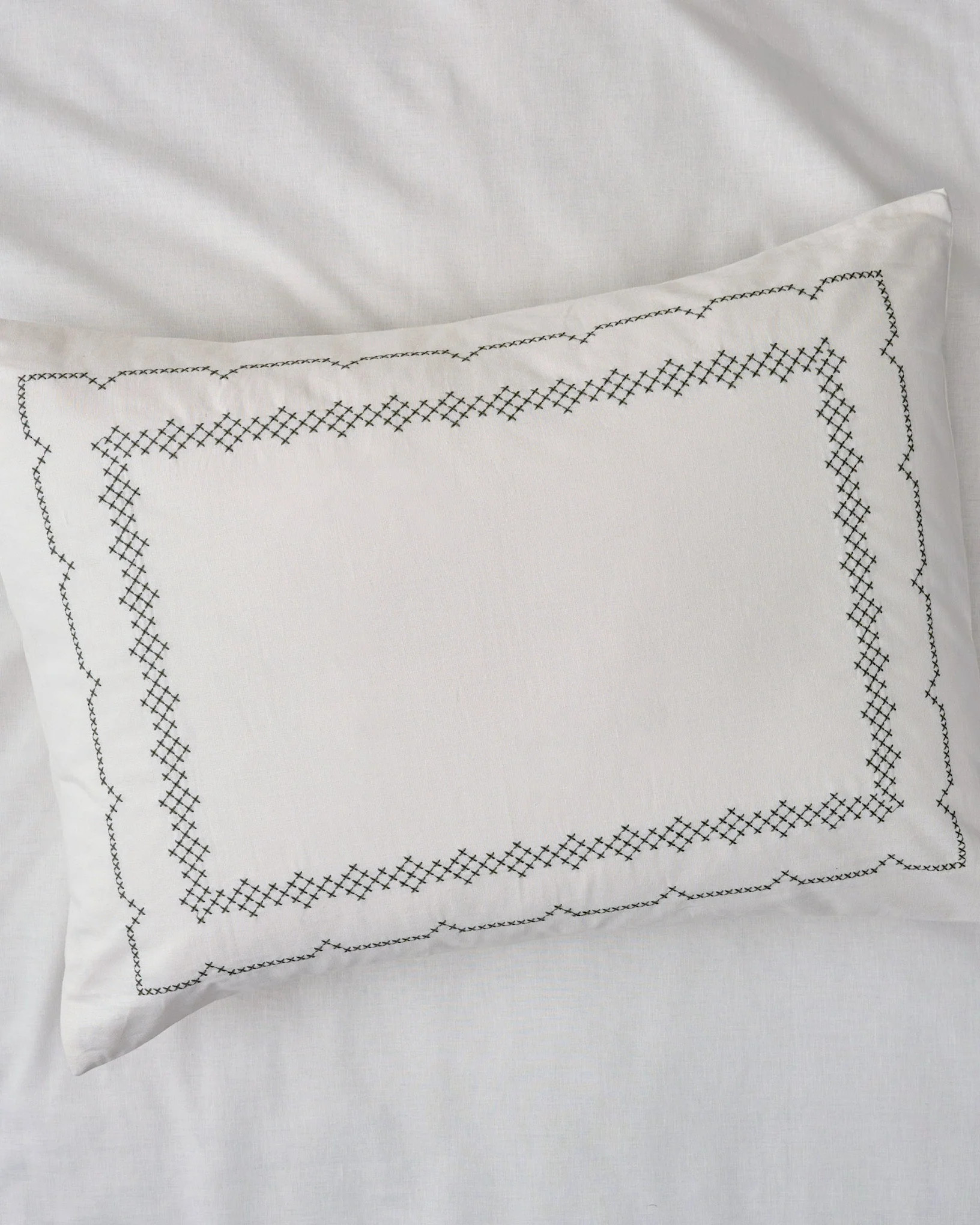 Daphne Green Cross-Stitch Sham | Magnolia