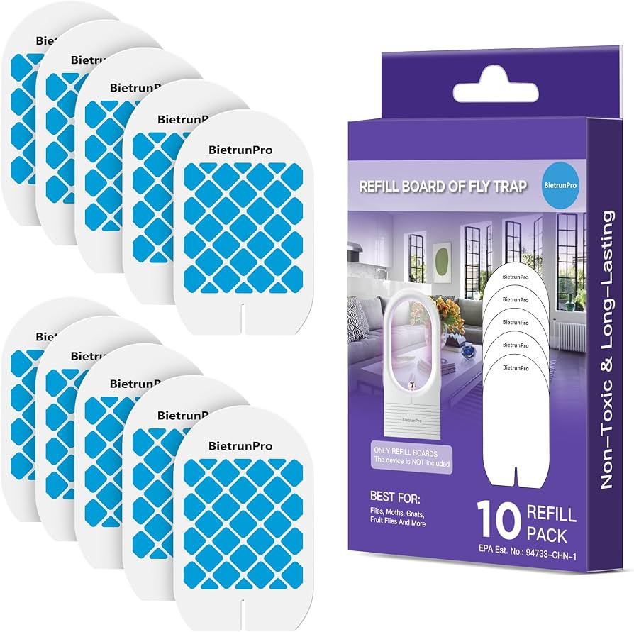 Fly Trap Refill Cartridges BietrunPro, 10 Pack, Indoor Plug-in Fly Trap Refill Pack of Glue Cards... | Amazon (US)