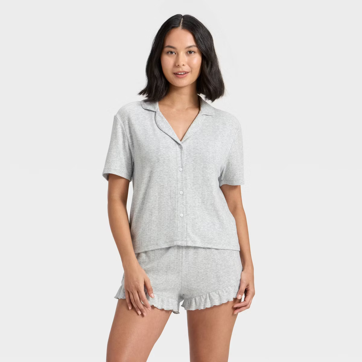 Women's Pointelle Notch Collar Shirt and Shorts Pajama Set - Wild Fable™ | Target