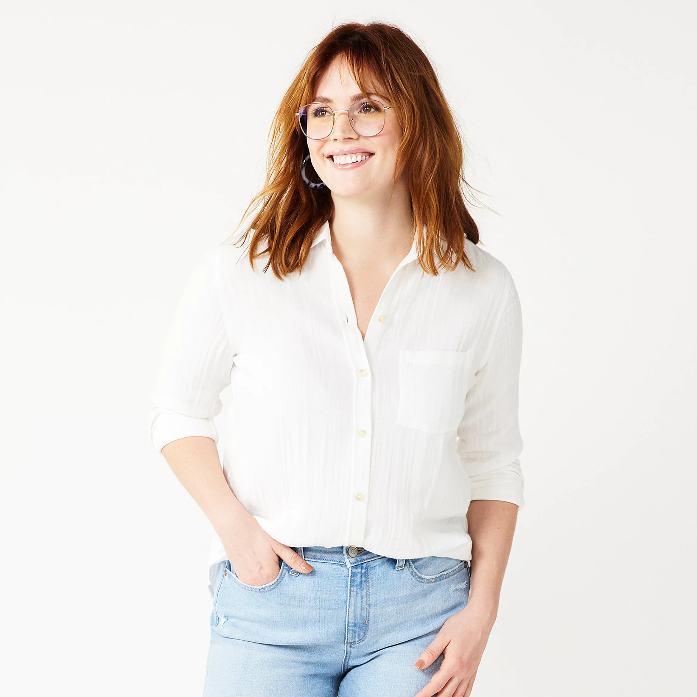 Women's Sonoma Goods For Life® Essential Everyday Button-Down Shirt | Kohl's