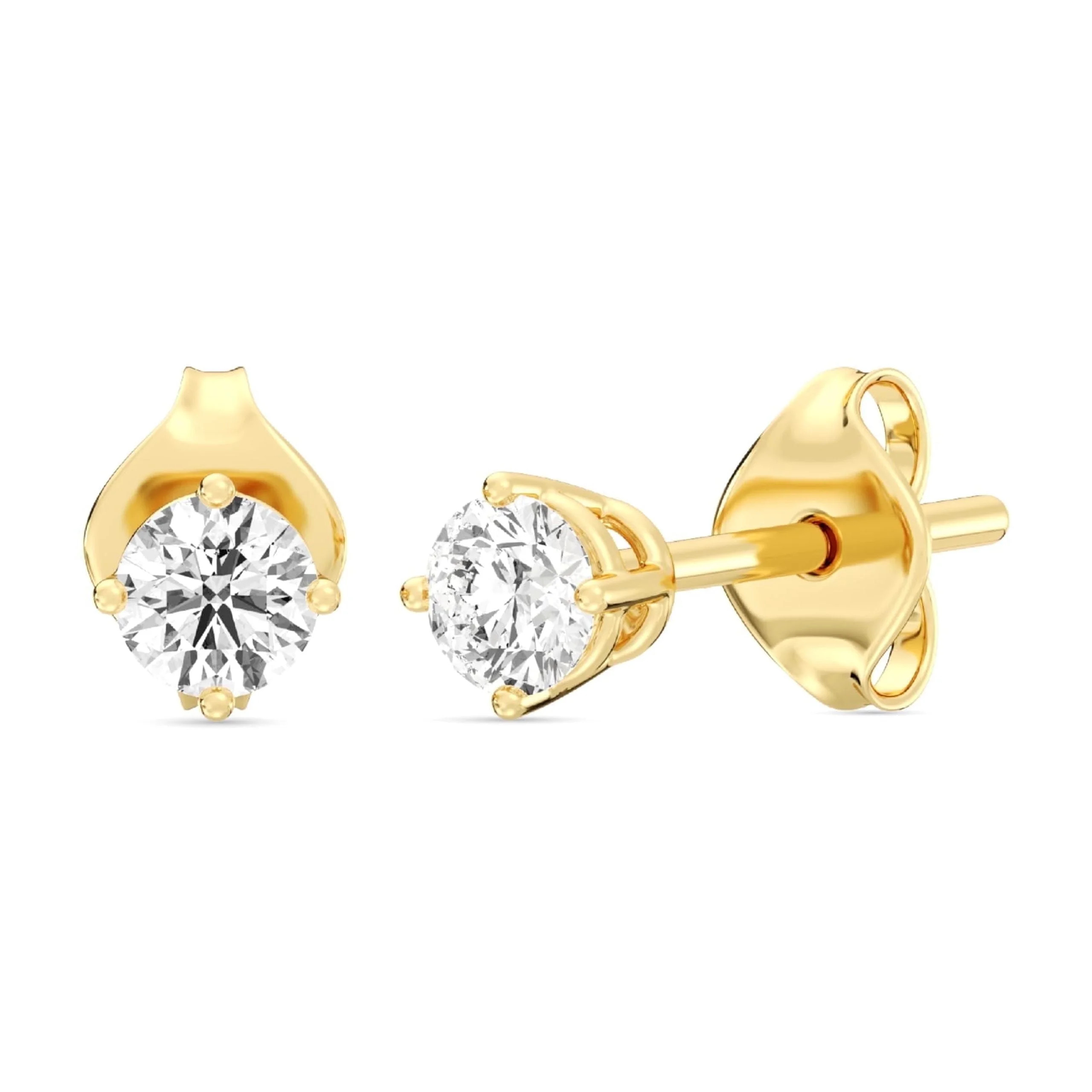 Gilded 1/3 CTW Lab-Grown Diamond 10KT Yellow Gold Stud Earrings for Women, Round Cut, Hypoallergenic Fine Gold Jewelry - SI1 Clarity F Color - Walmart.com | Walmart (US)