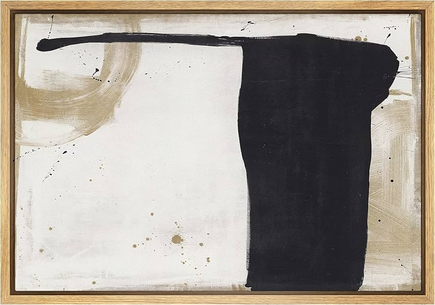 SIGNWIN Framed Canvas Print Wall Art Black Brown Paint Stroke Collage Abstract Shapes Illustratio... | Amazon (US)