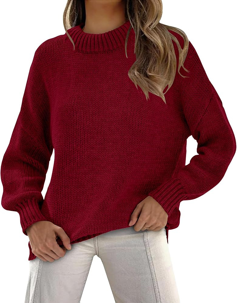 BTFBM Women's Oversized Sweater 2023 Casual Fall Long Sleeve Turtleneck Pullover Loose Chunky Kni... | Amazon (US)