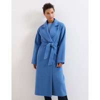 Phase Eight Wool Blend Collared Double Breasted Wrap Coat Blue | Marks & Spencer (UK)