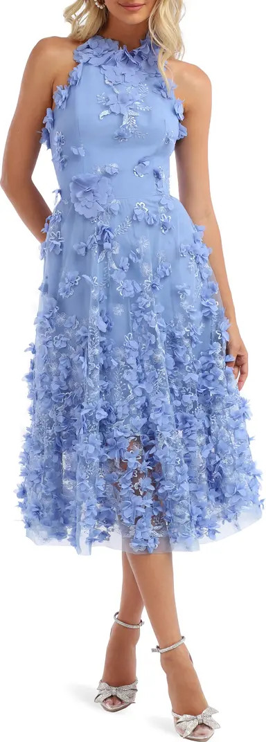 HELSI Camilla Floral Appliqué Halter Midi Dress | Nordstrom | Nordstrom