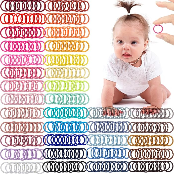 CÉLLOT 360PCS Baby Hair Ties, 36 Multicolors Elastic Hair Ties,2cm in Diameter No Crease Finger ... | Amazon (US)