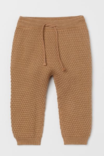 Baby Exclusive. Textured-knit pants in soft organic cotton. Elasticized drawstring waistband and ... | H&M (US + CA)