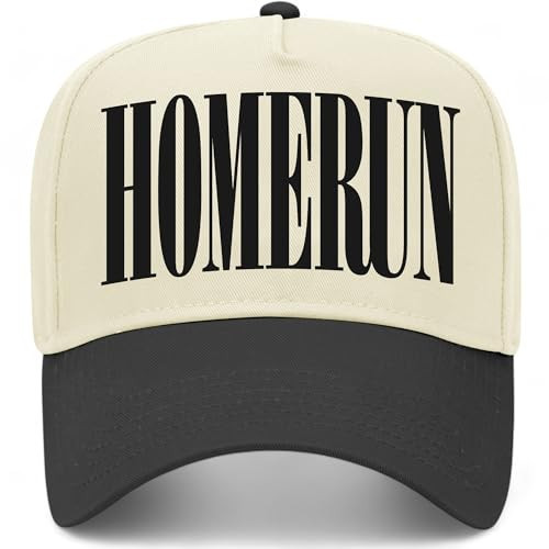 Home Run Serif Vintage Trucker Hat | Homerun | Premium Adjustable Snapback Baseball Hat for Men & Women (US, Alpha, One Size, Black/Natural) | Amazon (US)