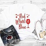 Red Wine & Blue T-Shirt, Wine Shirt, 4th Of July Tee, Cute Wine Shirt, Fourth Of July Tee, Patriotic | Amazon (US)