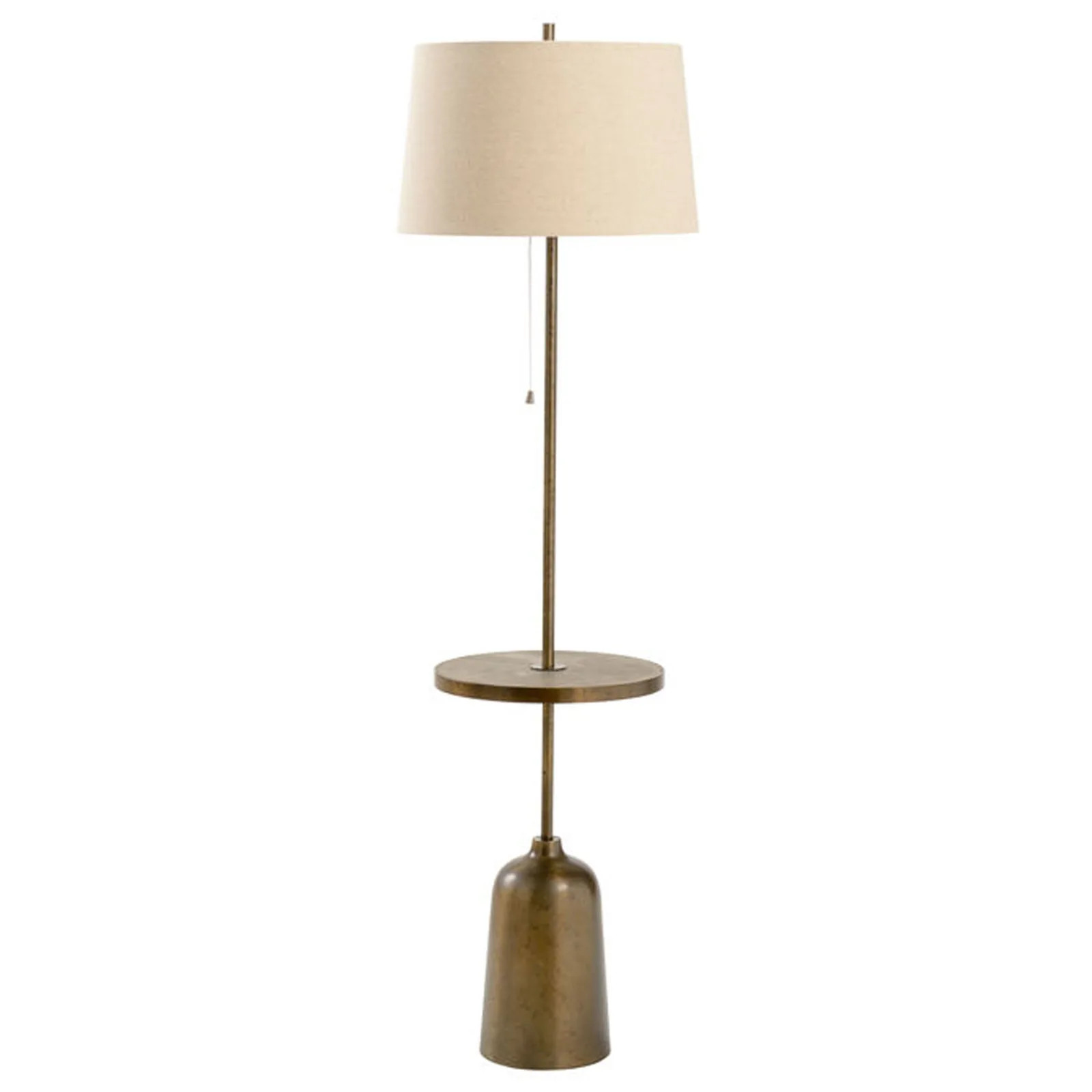 Leila Mid-Century Bronze Iron Beige Fabric Shade Floor Lamp | Kathy Kuo Home