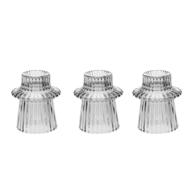 Mainstays Indoor Decorative Tabletop Candle Holder Set, Clear, Set of 3 | Walmart (US)