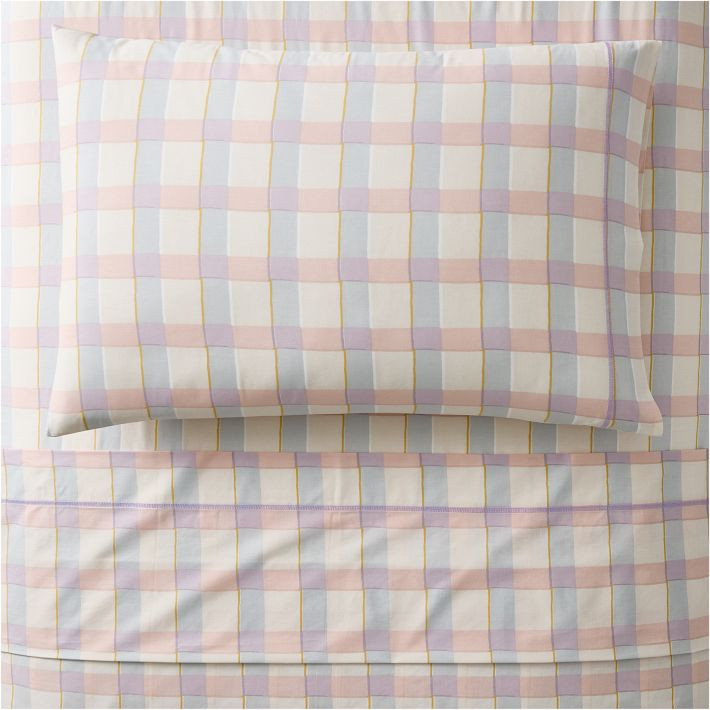 Watercolor Gingham Cotton Sheet Set | West Elm (US)