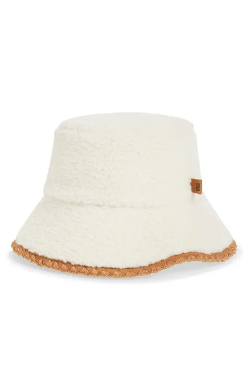 UGG(r) UGGfluff Scalloped Faux Fur Bucket Hat in Nimbus at Nordstrom, Size Small | Nordstrom