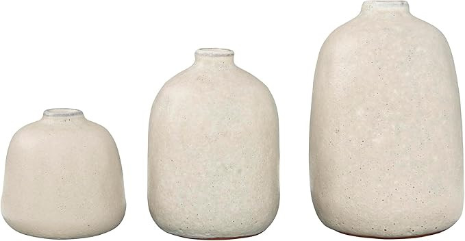 Creative Co-Op Various Decorative Terra-Cotta Vases with Pitted Sand Finish, Light Grey, Set of 3 | Amazon (US)