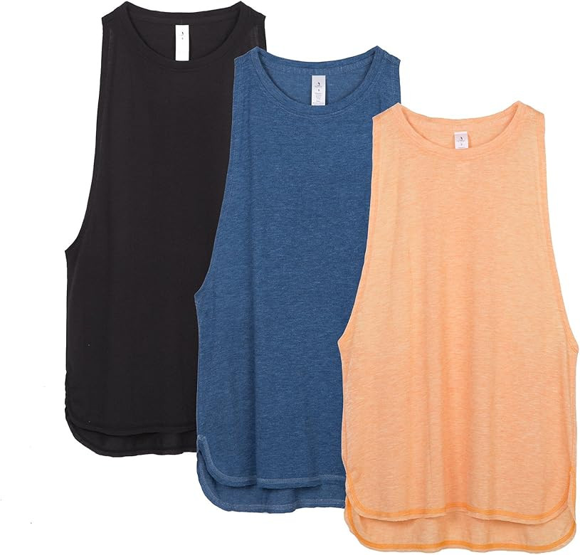 icyzone Workout Tank Tops for Women - Running Muscle Tank Sport Exercise Gym Yoga Tops Athletic Shir | Amazon (US)