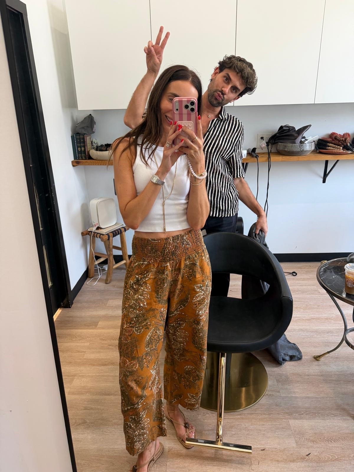 A breezy summer outfit featuring printed barrel-leg pants and minimal accessories for an effortless vacation-ready look.
vacation outfit idea, resort wear style, European summer outfit, casual beach outfit, summer travel look, printed pants outfit, chic vacation style, effortless summer fashion, coastal chic outfit, warm weather style

#LTKootd #LTKOver40