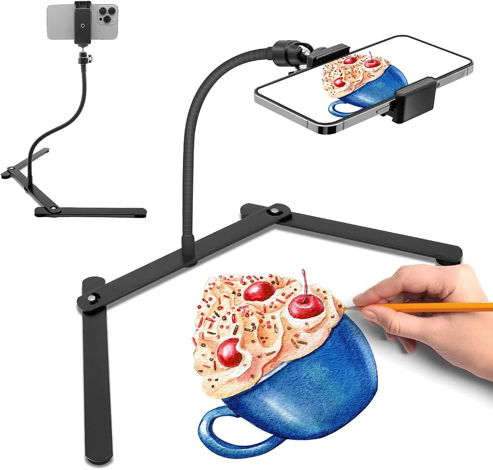 LimoStudio Overhead Flexible Gooseneck Tabletop 13.6-Inch Tripod Lightweight Stand Phone Holder M... | Amazon (US)