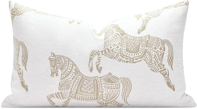 Lumbar Pillow Covers 12x20 inches, Double Sided Horse Pattern Chenille Jacquard Embroidered Decor... | Amazon (US)